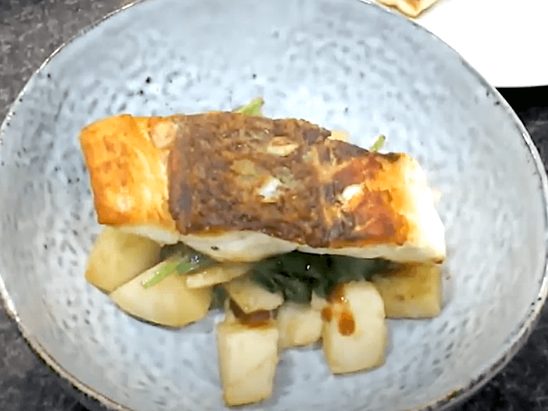 Crispy Skinned Snapper with Warm Potato & Spinach Salad