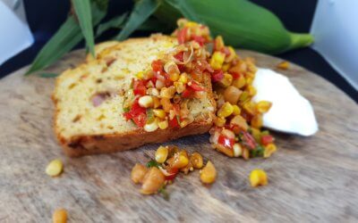 Corn Bread with Bacon, Capsicum and Spring Onion