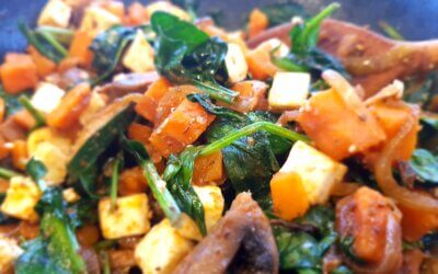 Warm Paneer, Kumara, Mushroom, Onion & Spinach Salad (V)
